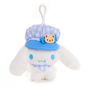 Hello Kitty Cinnamoroll Plush Mascot Clip (Gingham Cap Series) White / Blue | AU_HK53557