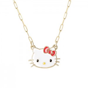 Hello Kitty Hello Kitty 10K Yellow Gold Mini Link Necklace Gold | AU_HK68522
