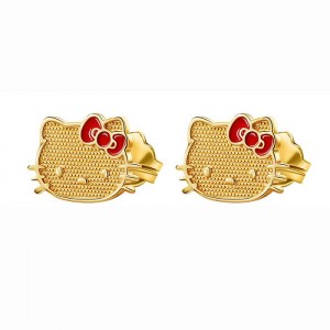 Hello Kitty Hello Kitty 10K Yellow Gold Stud Earrings With Enamel Bow Gold | AU_HK32419