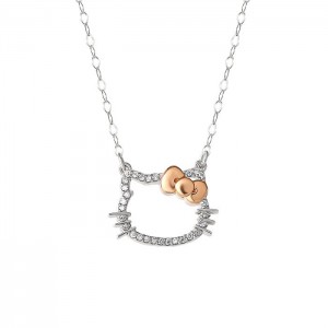 Hello Kitty Hello Kitty 14K White Gold Diamond Necklace Silve | AU_HK23622