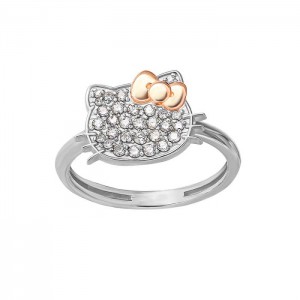 Hello Kitty Hello Kitty 14K White Gold Pavé Diamond Ring (Size 7 Only) Silve | AU_HK64997