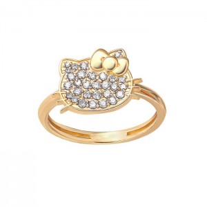 Hello Kitty Hello Kitty 14K Yellow Gold Pavé Diamond Ring (Size 7 Only) Gold | AU_HK89328