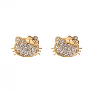 Hello Kitty Hello Kitty 14K Yellow Gold Pavé Diamond Stud Earrings Gold | AU_HK57051