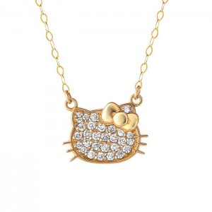 Hello Kitty Hello Kitty 14K Yellow Gold Pavé Diamond Necklace Gold | AU_HK17361