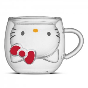 Hello Kitty Hello Kitty 3D Double Wall Espresso Glass Silve | AU_HK46923