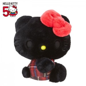 Hello Kitty Hello Kitty 50th Anniv. Plush Mascot (Black Tartan) Black / Red | AU_HK23147
