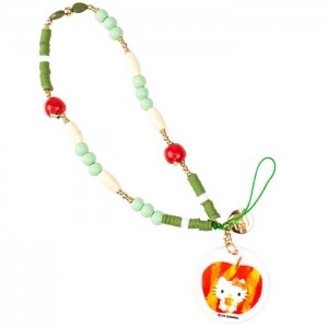 Hello Kitty Hello Kitty Apple Beaded Charm Mobile Phone Wrist Strap Green Multicolor | AU_HK64260