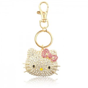 Hello Kitty Hello Kitty Face Pave 3D Bling Keychain Gold | AU_HK36236