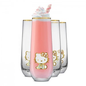 Hello Kitty Hello Kitty Stay Gold Stemless Flutes (Set of 4) Pink | AU_HK50747