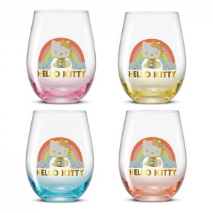 Hello Kitty Hello Kitty Sweet Rainbow Stemless Glasses (Set of 4) Multicolor | AU_HK20130