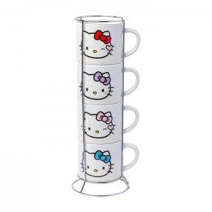 Hello Kitty Hello Kitty Winking Hearts 5-Piece Ceramic Mug Stack White | AU_HK14606