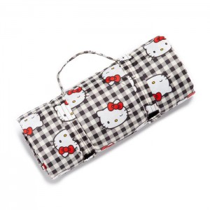 Hello Kitty Hello Kitty x Baggu 50th Anniversary Puffy Picnic Blanket (Black Gingham) White / Black | AU_HK79245