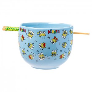 Hello Kitty Keroppi Ceramic Ramen Bowl and Chopstick Set (Poses) Blue | AU_HK52594