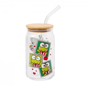 Hello Kitty Keroppi Snacks Bamboo Lidded Glass Tumbler Green | AU_HK47086