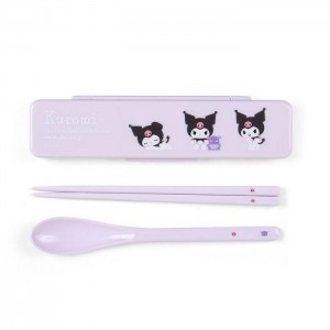 Hello Kitty Kuromi Everyday Chopsticks & Spoon Set Purple | AU_HK12657