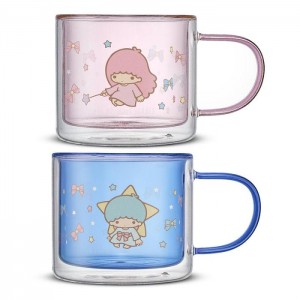 Hello Kitty LittleTwinStars Double Wall Coffee Mugs (Set of 2) Pink / Blue | AU_HK69945