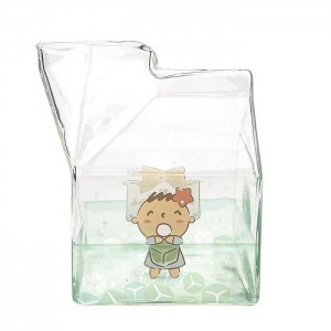 Hello Kitty Minna No Tabo Kawaii Glass Milk Carton Cup Green | AU_HK99733