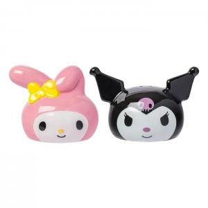 Hello Kitty My Melody And Kuromi Sculpted Ceramic Salt and Pepper Set Black / Pink | AU_HK22025