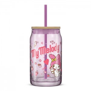 Hello Kitty My Melody Favorite Flavor Lidded Glass Tumbler Purple | AU_HK79909