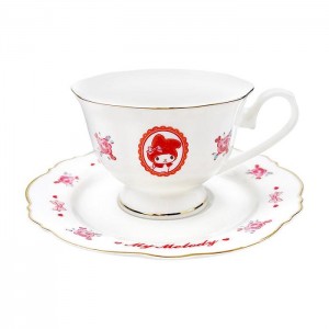 Hello Kitty My Melody Tea Cup and Saucer Set (Classic Corduroy Series) White | AU_HK49161