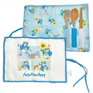 Hello Kitty PataPataPeppy Wooden Travel Cutlery Set (Flower Power Series) Blue | AU_HK26663