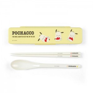 Hello Kitty Pochacco Everyday Chopsticks & Spoon Set Yellow | AU_HK45900